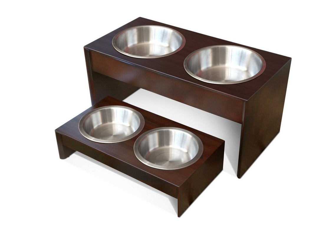 Elevated Pet Feeder in Solid Wood | Animals Zone