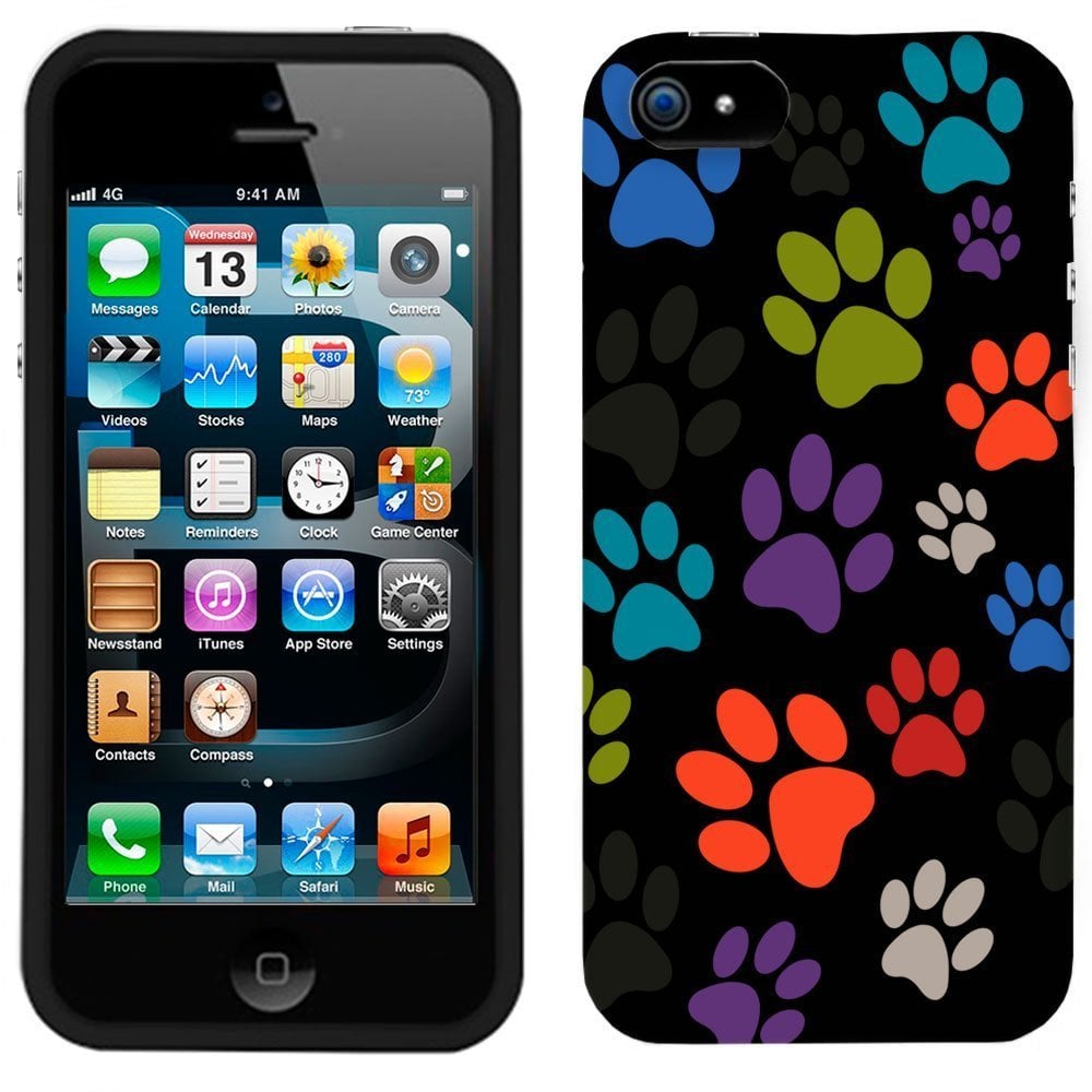 Multi Dog Paws on Black Phone Case Cover | Animals Zone